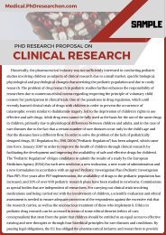 PhD Research Proposal on Clinical Research Sample