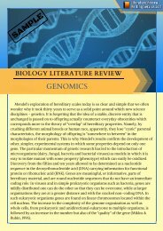 Biology Literature Review Example