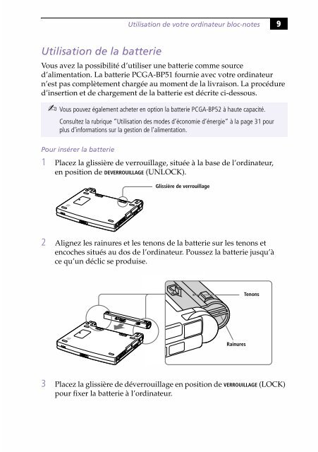 Sony PCG-505G - PCG-505G Istruzioni per l'uso Francese