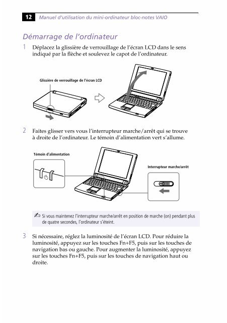 Sony PCG-505G - PCG-505G Istruzioni per l'uso Francese