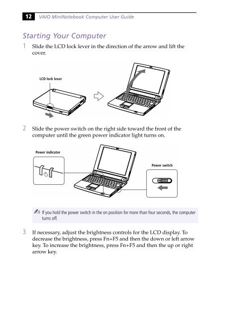 Sony PCG-505G - PCG-505G Istruzioni per l'uso Inglese