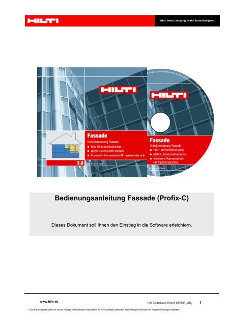 Bedienungsanleitung Fassade (Profix-C) - Hilti Deutschland GmbH