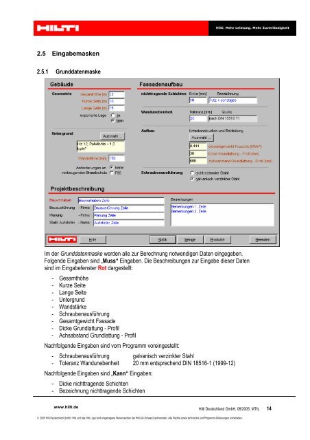 Bedienungsanleitung Fassade (Profix-C) - Hilti Deutschland GmbH