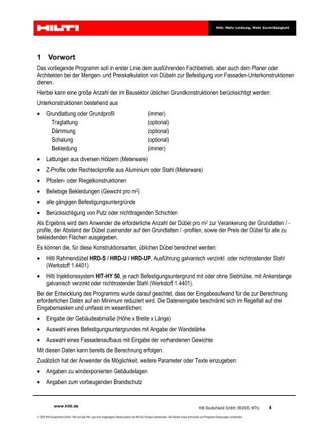 Bedienungsanleitung Fassade (Profix-C) - Hilti Deutschland GmbH