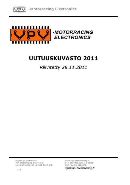 uutuudet - VPV-Motorracing Electronics