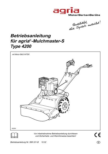 Betriebsanleitung für agria®-Mulchmaster-S Type 4200