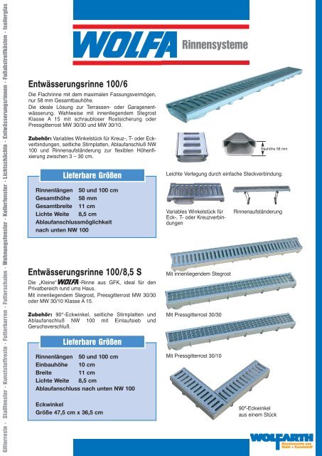 Rinnen und Hofeinlauf Entwässerungssysteme