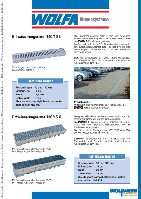 Rinnen und Hofeinlauf Entwässerungssysteme