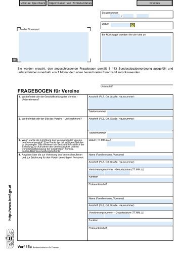 Verf15A - Fragebogen für Vereine - Formular - Hofrichter & Papistock