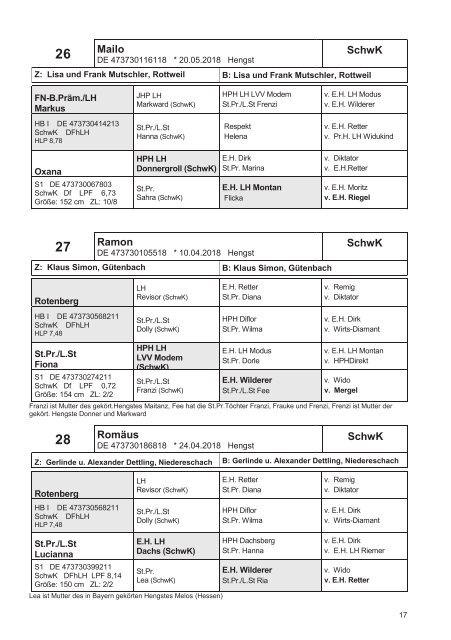 Fohlenschau-Katalog Kaltblut II - 2018