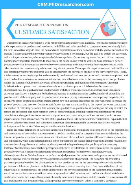 PhD Research Proposal on Customer Satisfaction Sample