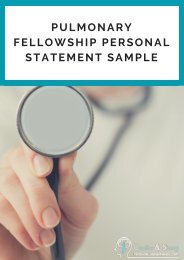 Pulmonary Fellowship Personal Statement Sample