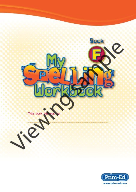 Pr 2285uk My Spelling Workbook Book F
