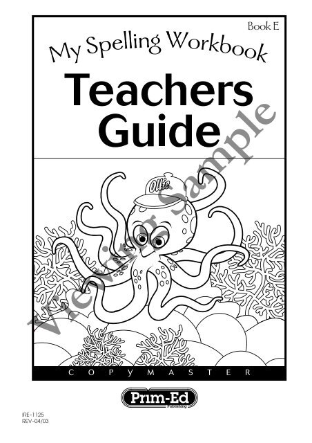 PR-1125UK Original Spelling Workbook Teachers Guide - Book E
