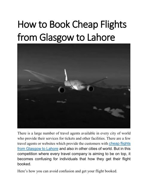 How to Book Cheap Flights from Glasgow to Lahore