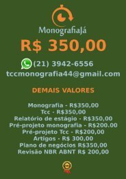 R$ 350,00 POR  TCC OU MONOGRAFIA WHATSAPP (21) 3942-6556    tccmonografia44@gmail.com (31)