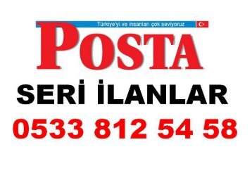 POSTA SERI ILANLAR ISTANBUL POSTA GAZETESI SERI ILAN SERVISI BUROSU