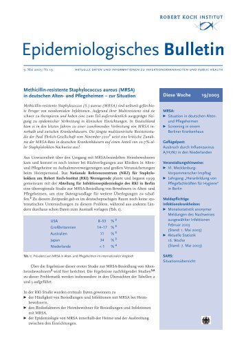 Epidemiologisches Bulletin - edoc - RKI