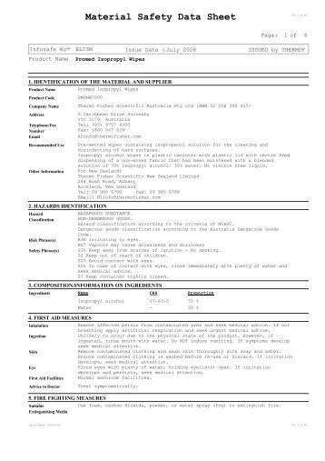 Material Safety Data Sheet - Briggate Medical Company