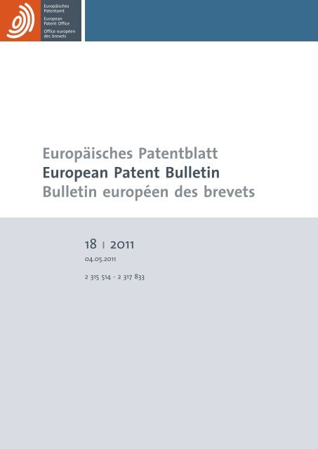 Bulletin 2011/18 - European Patent Office