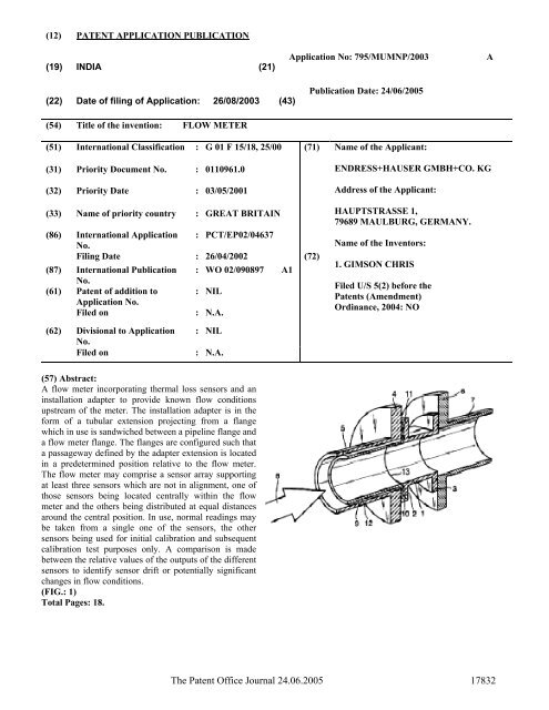 24/06/2005 - Controller General of Patents, Designs, and Trade Marks