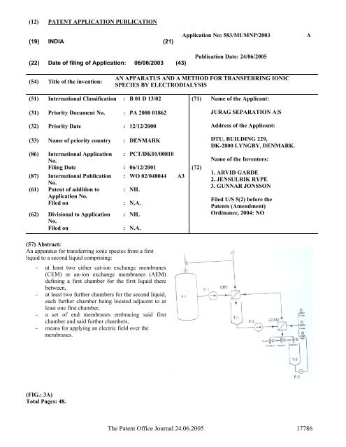 24/06/2005 - Controller General of Patents, Designs, and Trade Marks