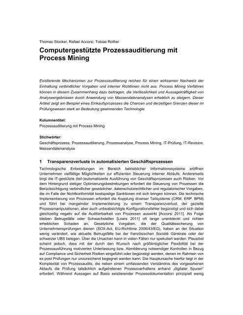 Computergestützte Prozessauditierung mit Process Mining