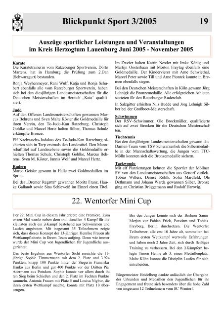 Blickpunkt Sport 3/2005 17 - Kreissportverband Herzogtum Lauenburg