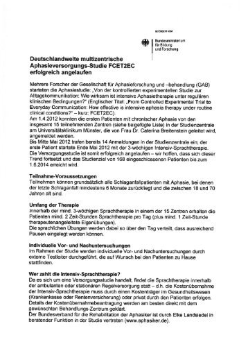 Informationen zur Teilnahme an der multizentrischen ...