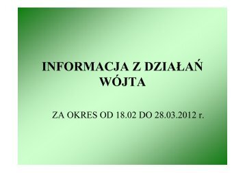 informacja z działań wójta - Gmina Męcinka