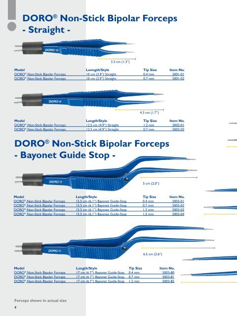 DORO® Non-Stick Bipolar Forceps - Bayonet Guide Stop - Medel