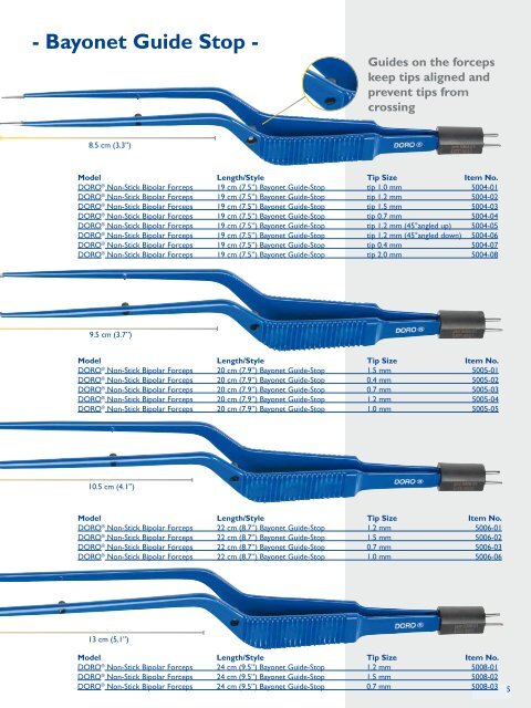 DORO® Non-Stick Bipolar Forceps - Bayonet Guide Stop - Medel