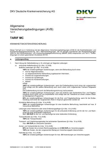 PDF-Datei: Beschreibung Tarif MC - Vollversicherung - DKV