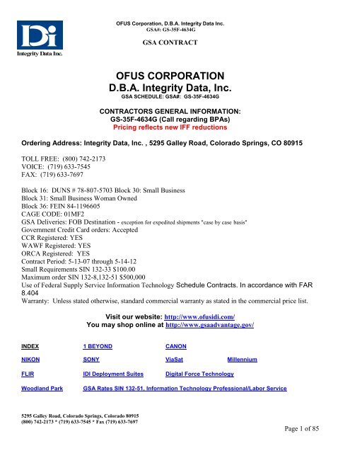 OFUS, Inc - OFUS®, dba Integrity Data