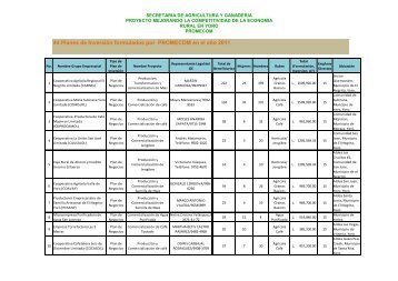 Planes de Inversión Aprobados en el 2011, clic - PROMECOM