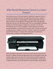Why Should Businesses Invest in a Laser Printer