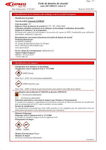 Fiche de données de sécurité