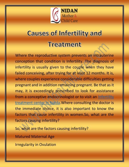 Causes of Infertility and Treatment