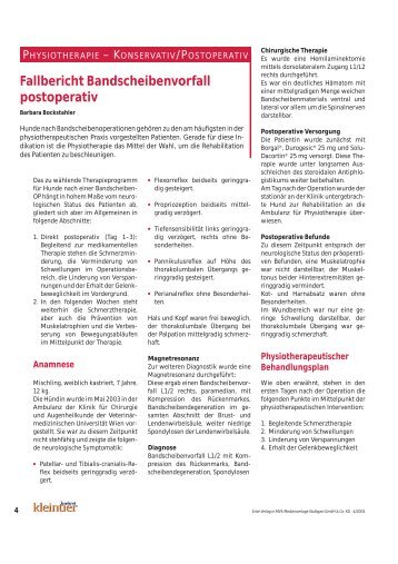 Fallbericht Bandscheibenvorfall postoperativ - S + B medVET GmbH