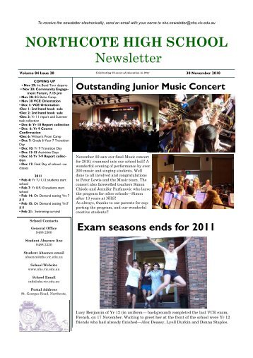 NORTHCOTE HIGH SCHOOL Newsletter