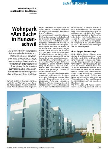 PDF Baujournal Bericht - Wohnpark am Bach - Hunzenschwil