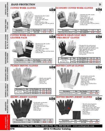 HAND PROTECTION D - U S Shop Tools