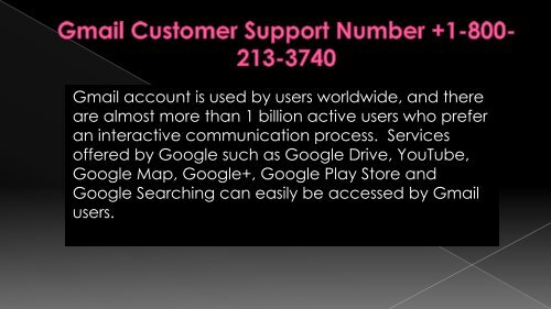 Gmail Customer Support Number +1-800-213-3740