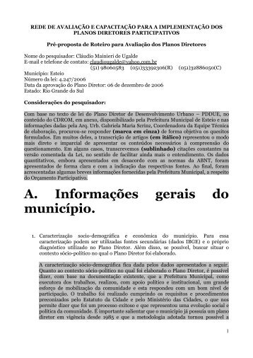 Relatório Municipal 15 - ESTEIO - Claudio Maineri Ugalde