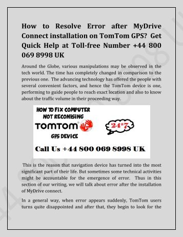 How to Resolve Error after MyDrive Connect installation on TomTom GPS
