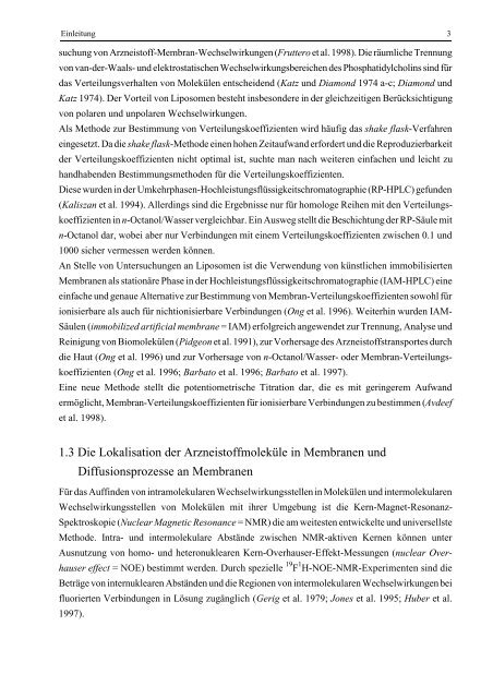 Quantitative Analyse von Arzneistoff-Membran-Wechselwirkungen ...