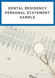 Dental Residency Personal Statement Sample