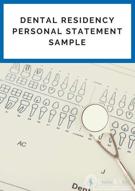 Dental Residency Personal Statement Sample