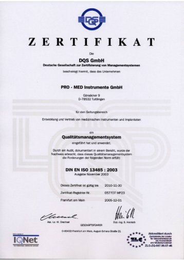 ZERTIFIKAT - PRO-MED Instrumente GmbH