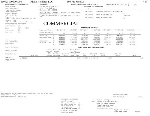 Standard Property Record Card - Hamilton County, Indiana